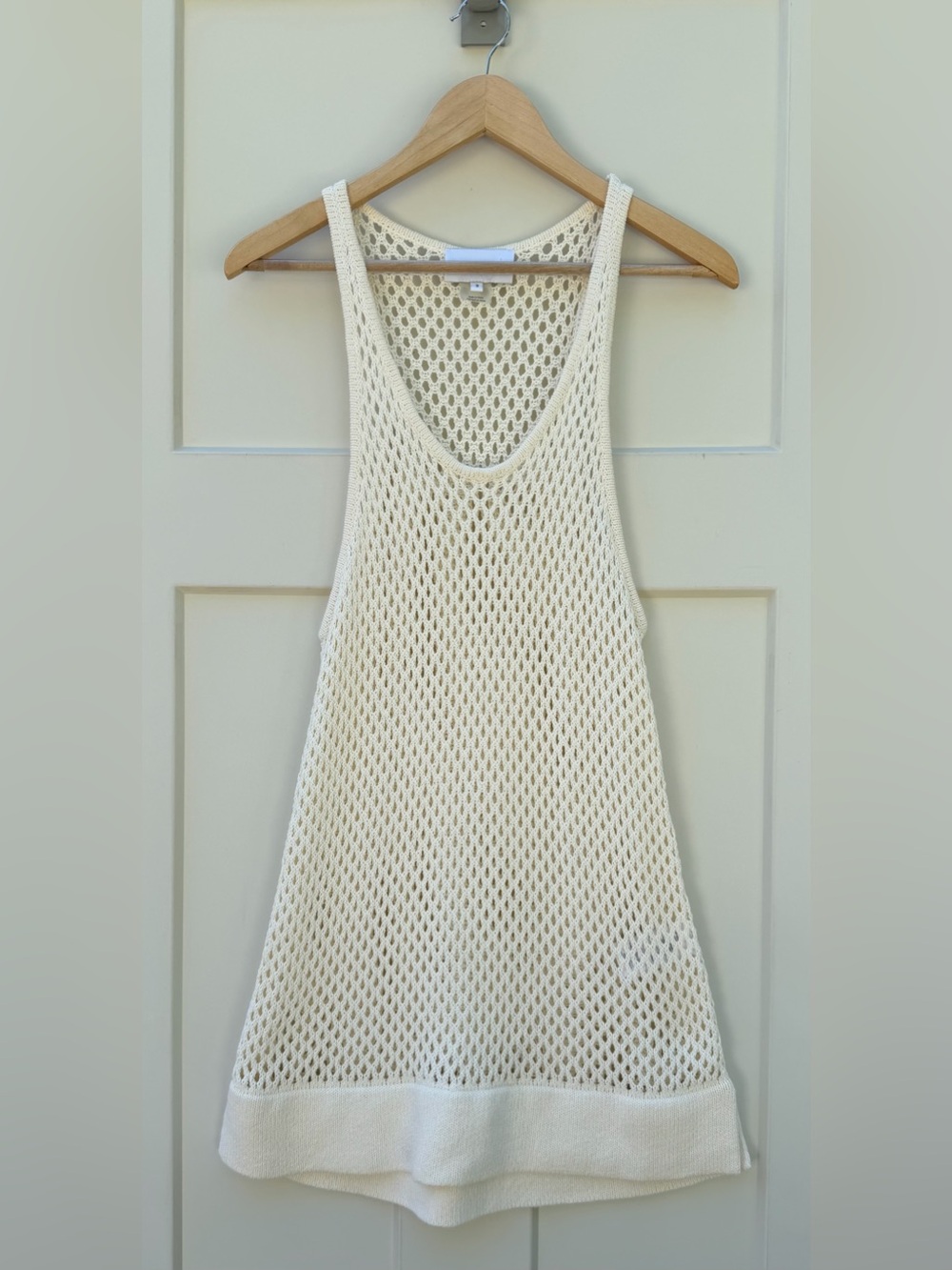 Current/Elliott size 3 Cream Open-Knit Tank Swim Coverup- Butter Mom Beach